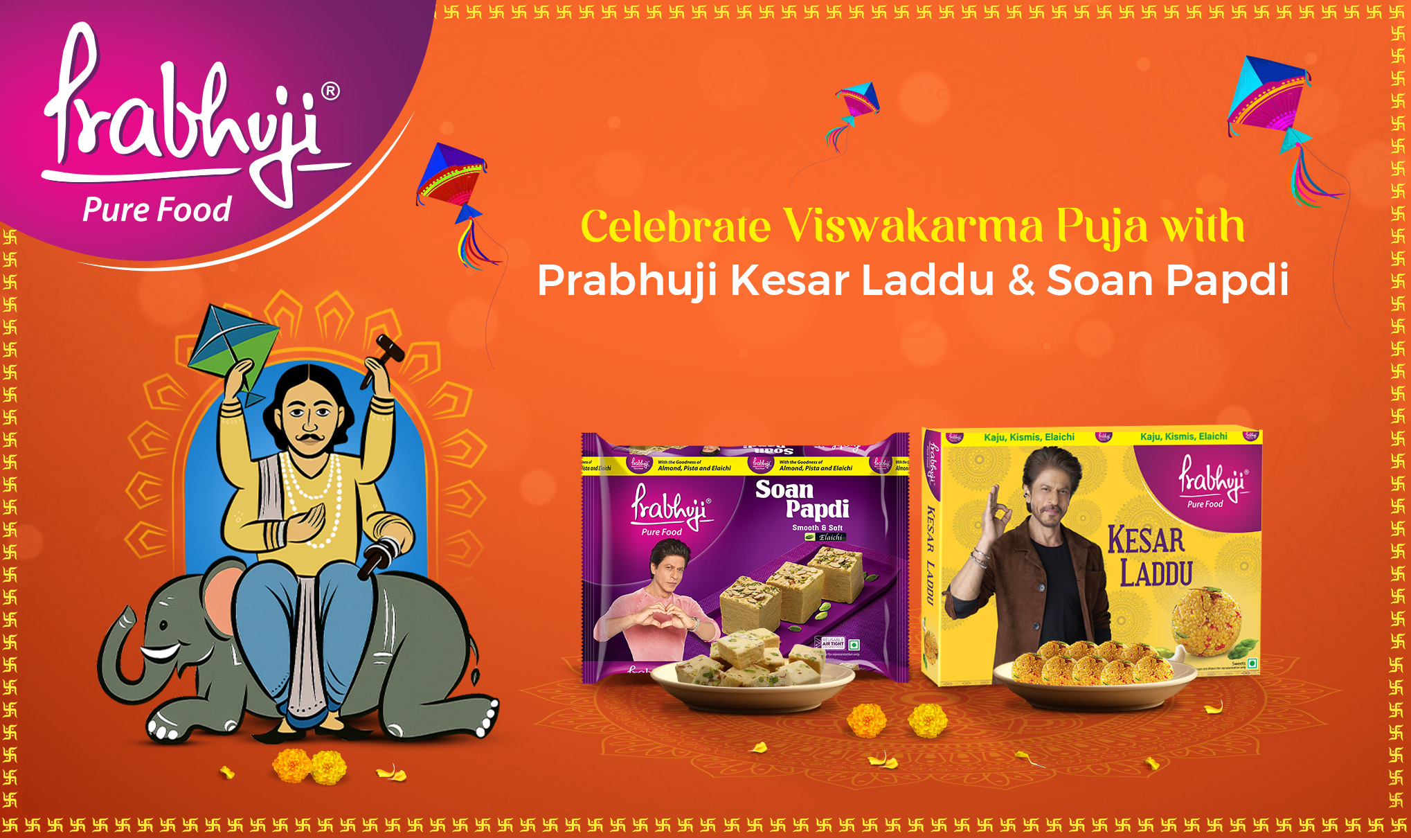 Viswakarma-Puja-with-Prabhuji-Laddu-Soan Papdi